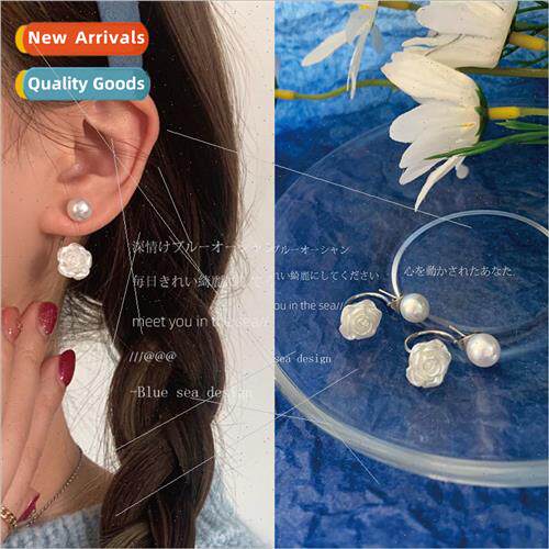 Whe rose pearl earrings female 2022 new tide niche earrings