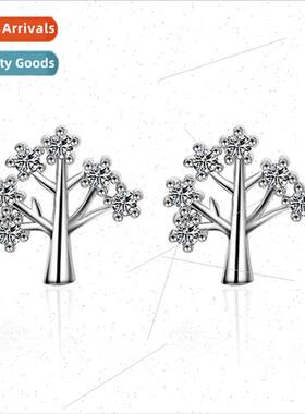 s925 silver ing e earrings cat Korea simple mini cute girl e