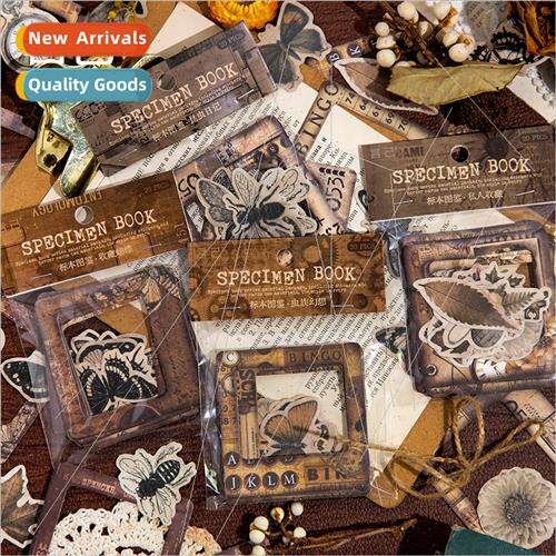 Taxidermy illustrated material package lerary vintage flower