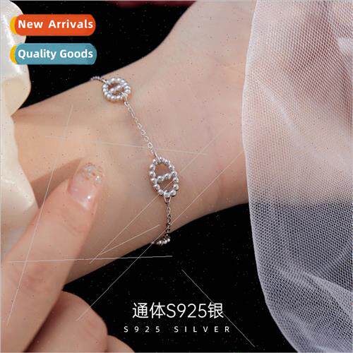 S925 silver simple ins pig nose bracelet niche day word geom