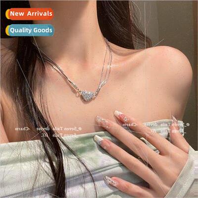 Attraction Magnetic Flash Diamond Multi-Layer Heart Necklace