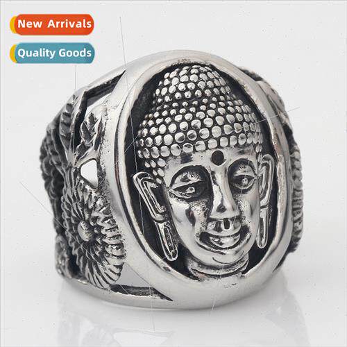 Abstract Vintage Sakyamuni Buddha Face Ring Buddha Statue Ri图片