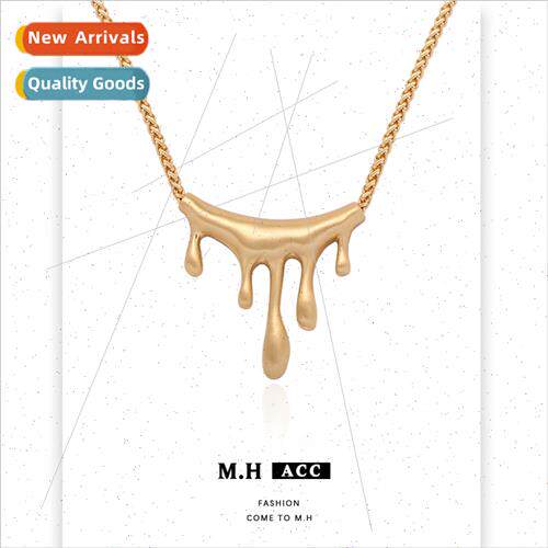 Melting Candle Necklace适用Women Metal Texture Chokebone Cha