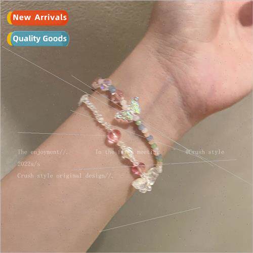 Colorful beaded acrylic butterfly bracelet female summer ins