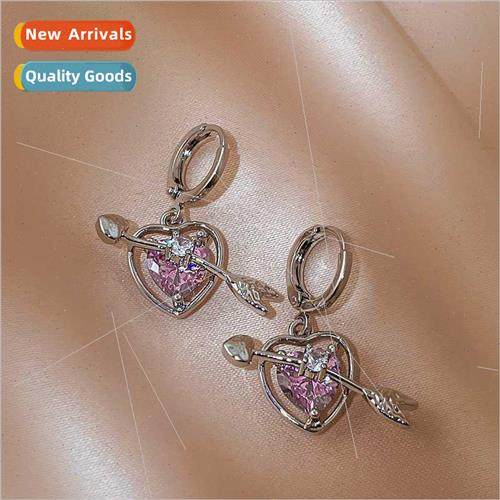 Fashion cupid an arrow through heart zirconia love heart ear