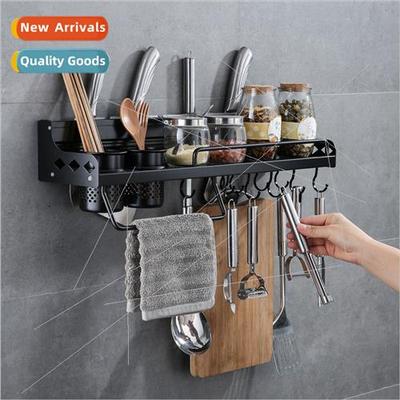 Black Kchen Shelf Wall Mounted Chopstick Cylinder Chopping B