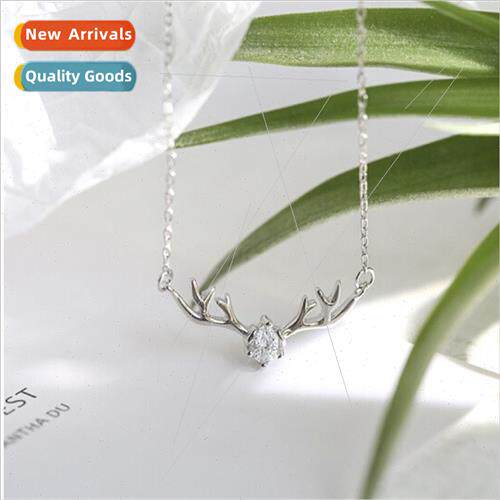 A Deer适用You Necklace Diamonds Simple Pendant Elk Antler Ne