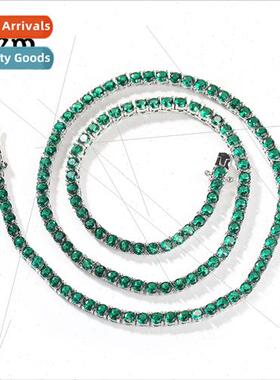 Hip Hop Green Zirconia Necklace Sense Europe New 3mm Tennis