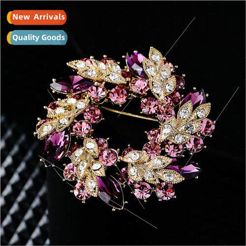 Korea purple gold flower brooch high-grade female elegant cr