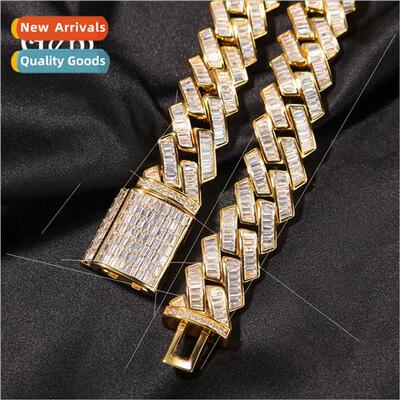 Hip hop new square zirconium bar Cuban necklace Europe ins r