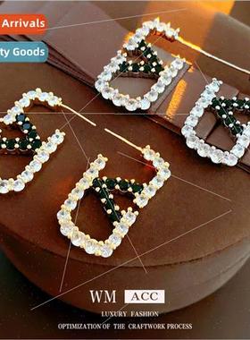 lver needle zirconia letters square l hollow earrings hundre