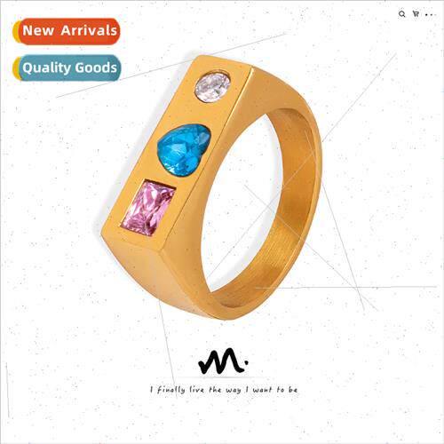 Europe new niche tanium steel gold-plated wh heart-shaped di