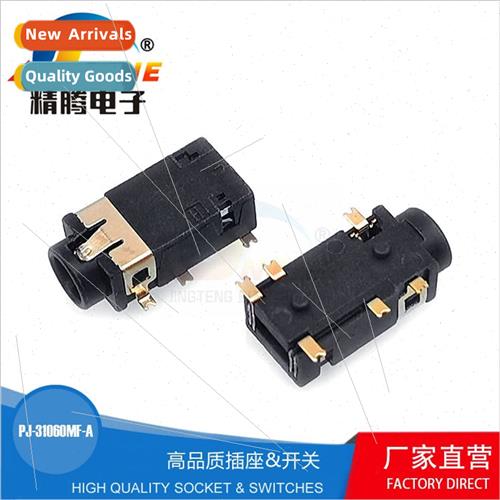 PJ-31060MF-A six-pin gold-plated chip pin dual-posioning pos