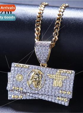 Hip hop men jewelry two-color plating zirconia U.S. dollars