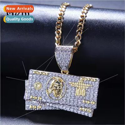 Hip hop men jewelry two-color plating zirconia U.S. dollars