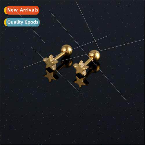 stainless steel earrings fashion Korea pentagram earrings bu