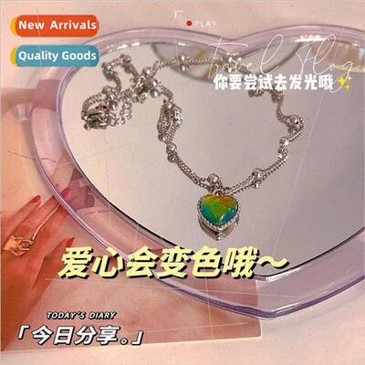 Sensory color changing heart necklace student ins spicy girl