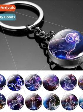 Glow-in-the-dark double-sided glass ball key chain keychain