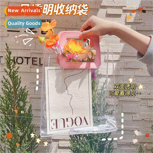 ins simple no print wind handheld organizer transparent pvc