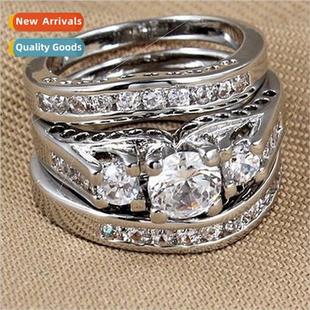 Ring set three couples set rings wh diamonds zirconia pair r