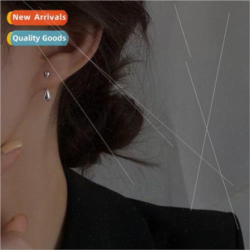 che simple water drop earrings female Korea glossy back hang