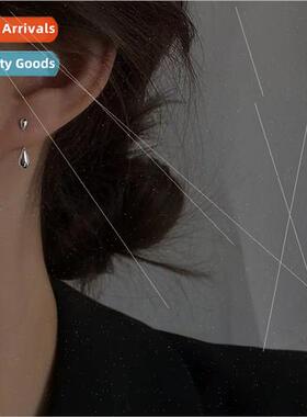 che simple water drop earrings female Korea glossy back hang