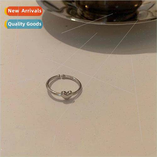 ins simple niche small heart open ring Korea peach heart fin