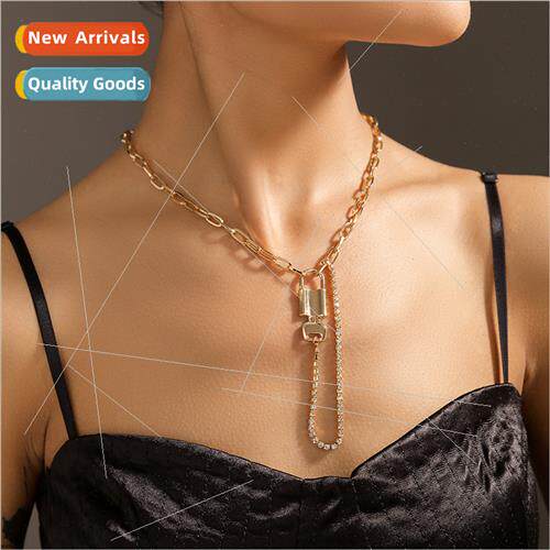 Europe nd jewelry hip-hop creative square plaid chain lock k