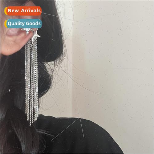 New niche star tassel ear bone clip long sense ear clip whou