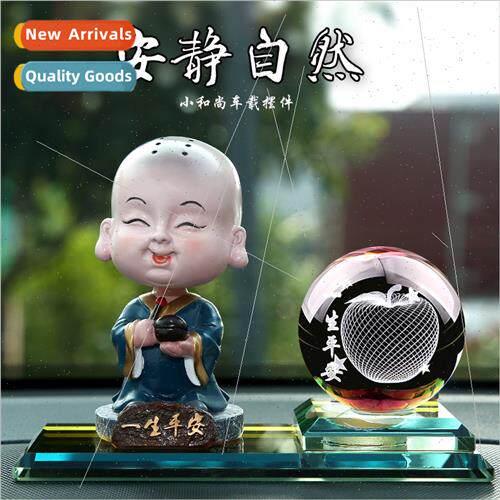 Creative car ornaments crystal ball shaking head small monk