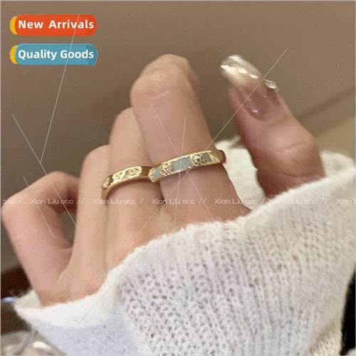 New zirconia heart ring female niche cold wind open finger r