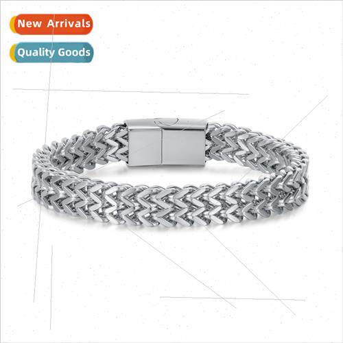 Europe simple fashion tanium steel double row chain men hjew
