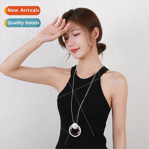 Long sweater chain women fashion wild geometric round simple
