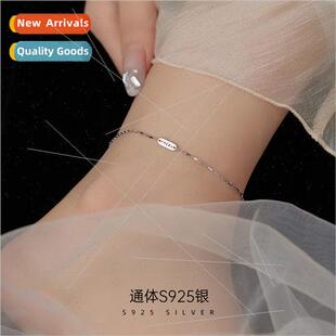 S925 silver luck lucky small square anklet female daily deli