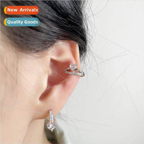 Double love zirconia ear clips female French no ear hole ear