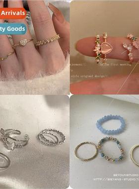 Butterfly fourpcs ring set female ins index finger ring cold