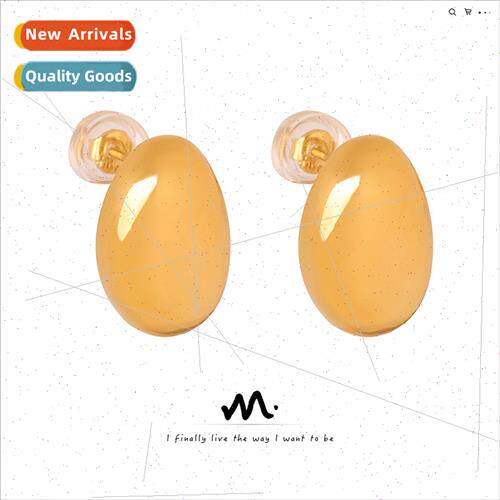 Europe new simple niche fashion oval tanium steel gold-plate