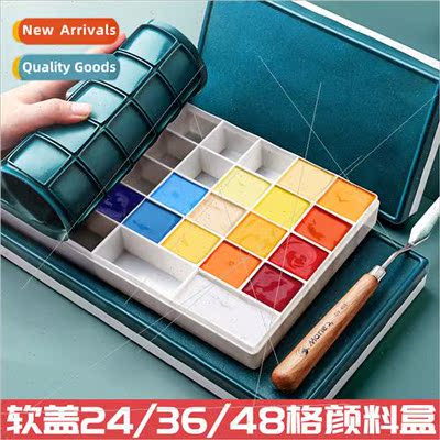 24 36 compartments soft cover paint palette tray gouache wat