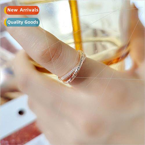 accessories zirconia crossover ring rose gold opening adjust