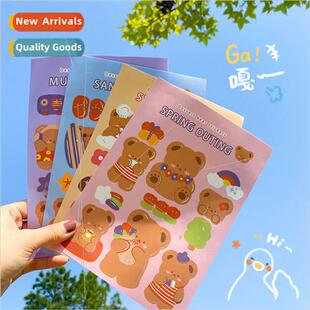 Cartoon cute bear stickers ins hot stamping stickers handboo