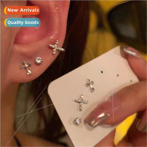 Super Shiny Cross Earrings Value Set 6 Small Delicate Set Ea