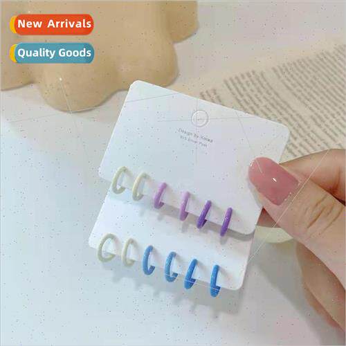 Koreacolorful c-ring earrings set female candy color gradien
