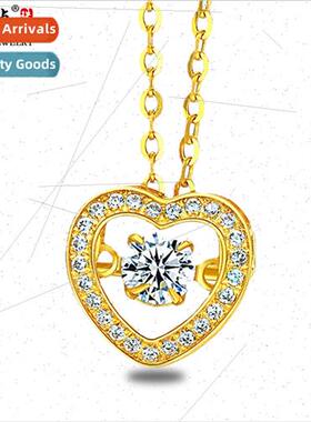 Heart-shaped gold necklace female colored gold pendant fine