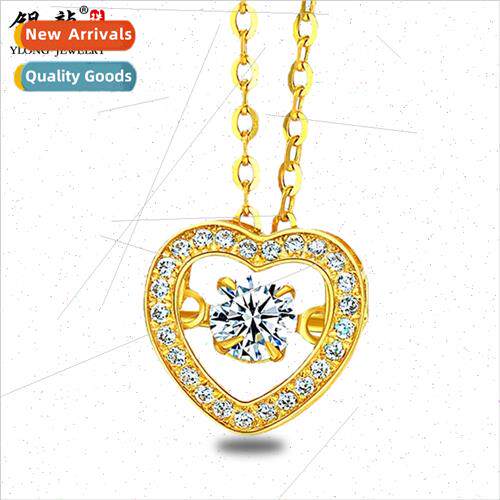 Heart-shaped gold necklace female colored gold pendant fine