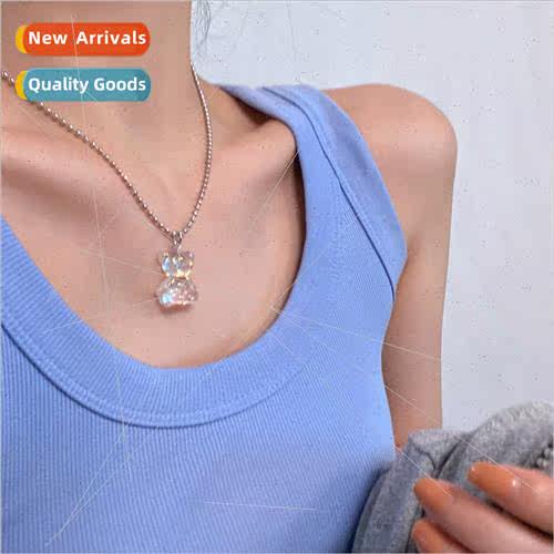 Transparent bear summer bear necklace niche new female Korea