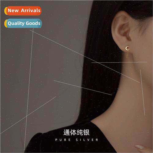 S925 silver Europe zirconia moon earrings female simple diam