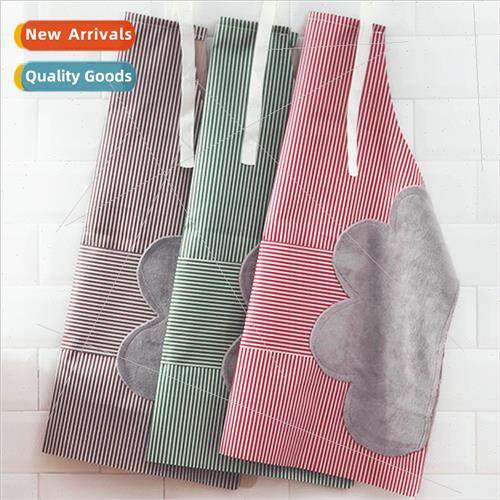 Striped apron coral velvet kchen apron home adjustable cooki