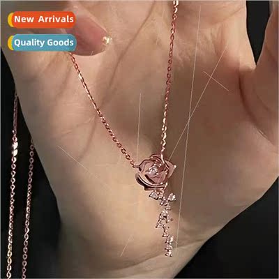 Koreacopper wh diamonds roses collarbone necklace female Kor