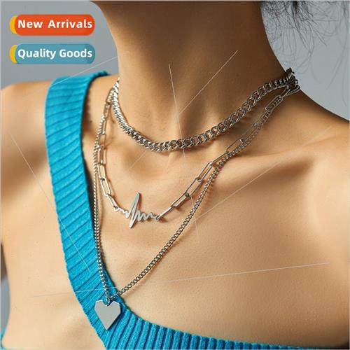 New Fashion Trend EKG Heart Shaped Multi-Layer Stacking Pend