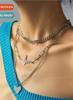New Fashion Trend EKG Heart Shaped Multi-Layer Stacking Pend